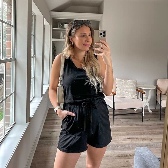 REORIA Womens Basic Summer Scoop Neck Sleeveless Tank Top Short Romper NEW - Picture 6 of 8